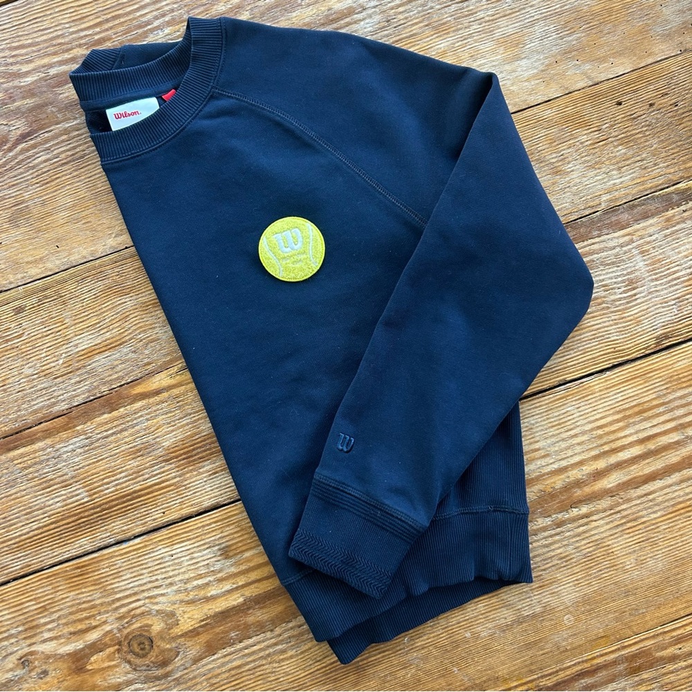 Wilson Sideline Crew Women’s Navy Blue Yellow Fuzzy Tennis Ball Embroidery - EUC